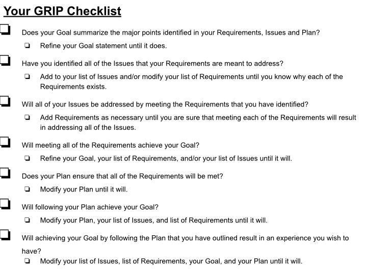 GRIP Checklist